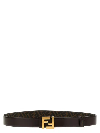Fendi Dark Brown Logo Buckle Belt
