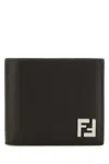 Fendi Ff Leather And Canvas Brown Bi-fold Wallet Men In Dark Brown