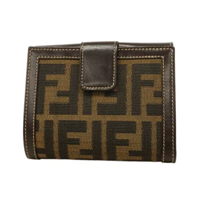 Pre-owned Fendi Dark Brown Nylon Canvas Wallet (bi-fold) ()