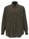 Fendi Wool Shirt With Back Yoke And Chest Pockets In Dark Blue