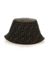 Fendi Women Bucket Hat Jacquard Ff In Dark Brown