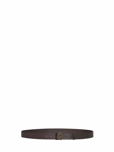 Fendi Dark Brown Smooth Leather 30 Mm Ff Belt