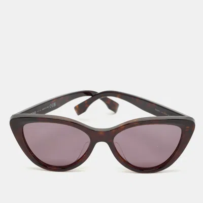 Pre-owned Fendi Dark Brown/black Fe40087u Cat Eye Sunglasses