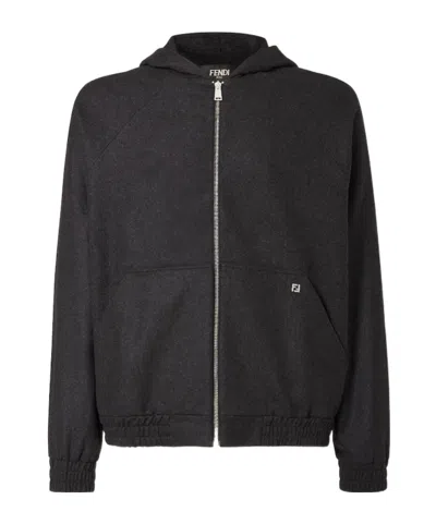 Fendi Dark Gray Cashmere Sweatshirt In Black
