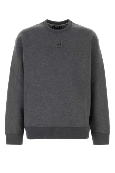 Fendi Dark Gray Cotton Sweatshirt In Grey