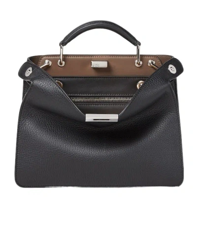 Fendi Peekaboo Handle Bag Small In Black