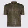 Fendi Ff Wool Blend Lurex Polo In Green