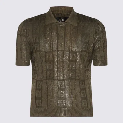 FENDI FENDI DARK GREEN COTTON POLO SHIRT