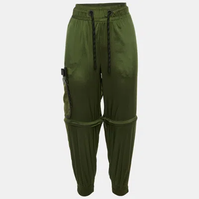 Pre-owned Fendi Dark Green Nylon Convertible Ripstop Track Pants S