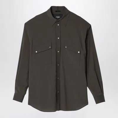 FENDI FENDI  DARK GREEN WOOL BLOUSON