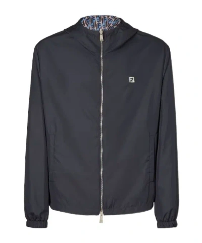Fendi Ff Appliqué Reversible Blouson In Blue