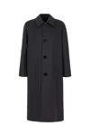 Fendi Cappotto In Misto Lana Antracite Uomo In Indaco