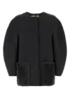 Fendi Wool Blend Jacket Round Shoulders In Black
