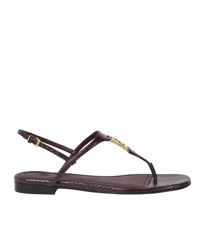 Fendi Dark Purple Ayers Thong Sandals In Brown