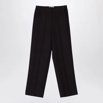 Fendi Dark Purple Grain De Poudre Wool Trousers In Black