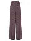 Fendi Pantaloni Ff Crepe Satin In Dark Purple