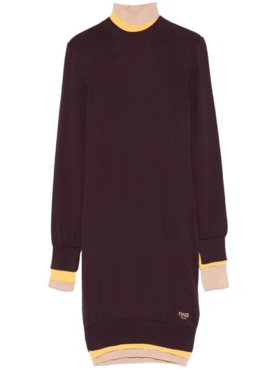 FENDI DARK PURPLE WOOL DRESS