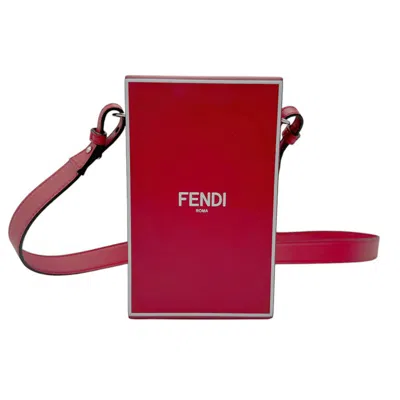 Pre-owned Fendi Dark Red White Leather Shoulder Bag ()