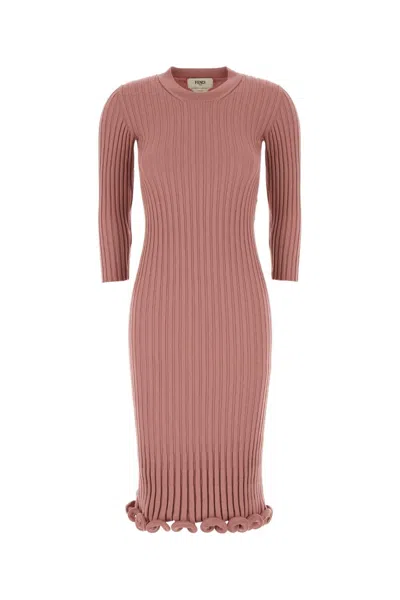 FENDI FENDI DARK STRETCH WOOL BLEND DRESS