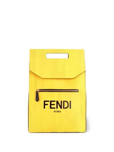Pre-owned Fendi Day Pack Leather Backpack In Yellow