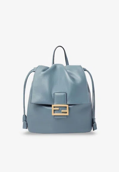 Fendi Deconstructed Leather Backpack In Blue