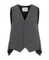 Fendi Deconstructed Pinstripe Wool Waistcoat In Gray