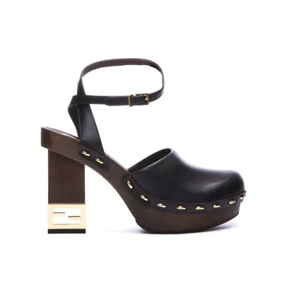 Fendi Decorative Heel Leather Pumps Women