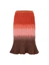 Fendi Gradient Mohair And Wool High-waisted Midi Skirt Clothing In Red