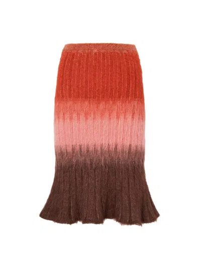FENDI DÉGRADÉ MOHAIR AND WOOL SKIRT