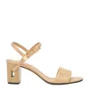Fendi Delfina Ff Leather Block-heel Sandals In Nude