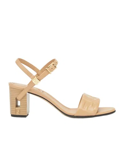 FENDI FENDI DELFINA FF EMBOSSED SANDALS