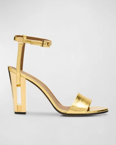 Fendi Delfina Metallic Ankle-strap Sandals In Gold