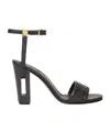 Fendi Leather Open Toe Block Heel Sandals In Black