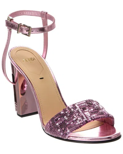 Fendi Delfina Sequin & Leather Sandal In Ink