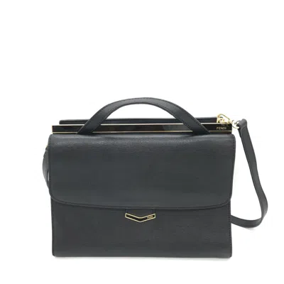 Pre-owned Fendi Demi Jour Black Leather Top Handle Shoulder Women's Bag ()