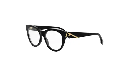 Fendi Demo Round Ladies Eyeglasses Fe50101i 001 53 In Black
