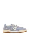 Fendi Match Denim And Suede Low-top Sneakers In Blue