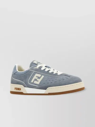 Fendi Denim And Suede Match Sneakers In Blue