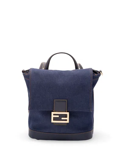 Fendi Denim Backpack In Blue