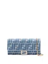 Fendi Baguette Continental With Chain In Denim