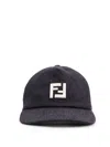 Fendi Men Denim Baseball Hat With Logo Embroidery
