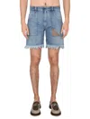 Fendi Denim Bermuda Shorts In Blue