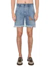 Fendi Denim Bermuda Shorts In Blue