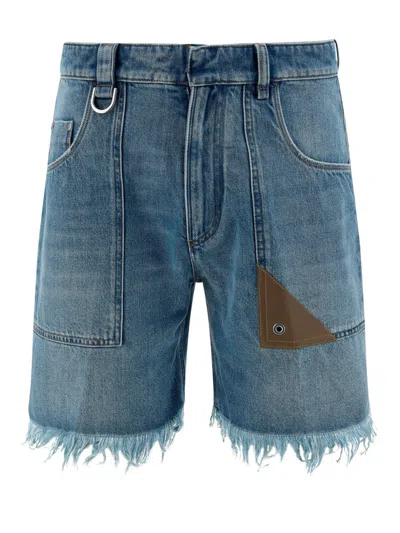 Fendi Men Denim Bermuda Shorts In Blue