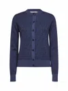 Fendi Ff Jacquard Crewneck Buttoned Cardigan In Blue