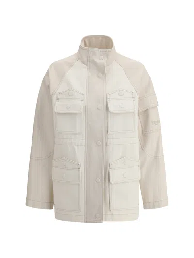 Fendi Denim Bomber Jacket In Off White