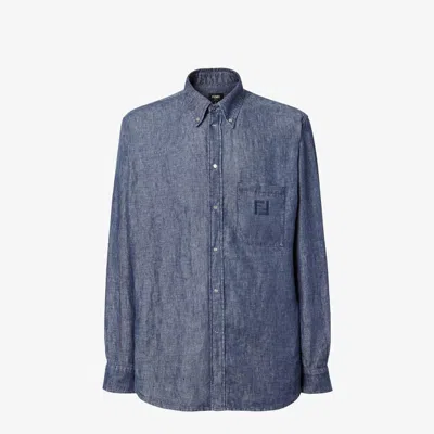 Fendi Denim Button-down Shirt In Blue