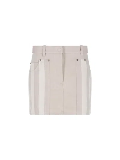 Fendi Denim Drill Mini Skirt In Sand