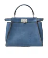 Fendi Peekaboo Mini Bag In Blue Denim-effect Leather Women In Blue