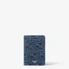Fendi Card Holder In Jacquard Ff Blue Denim Effect And Brown Leather Men